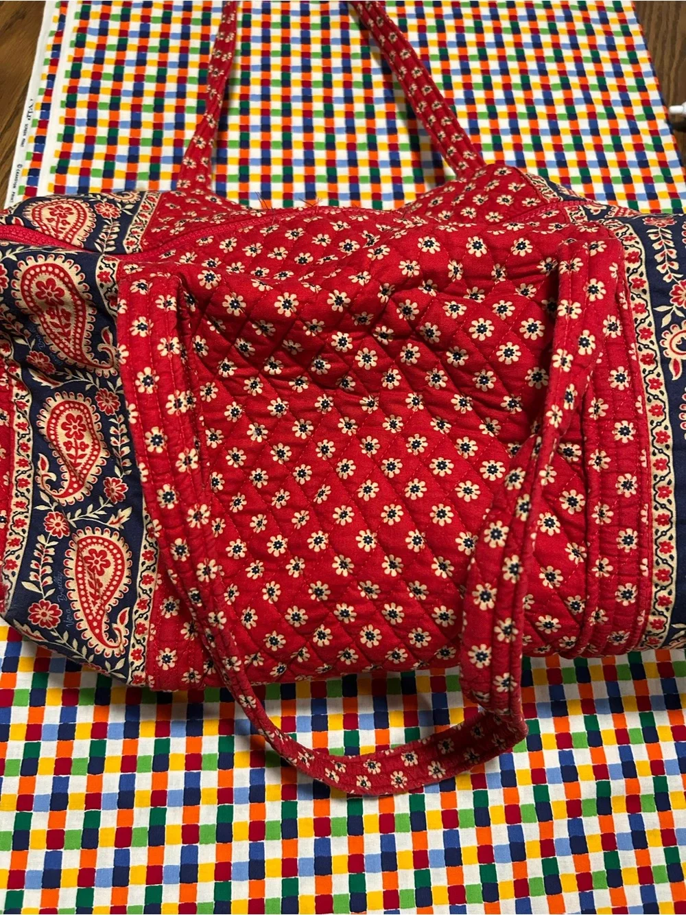 vintage Vera Bradley quilted cotton shoulder bag or mini duffel in the retired 